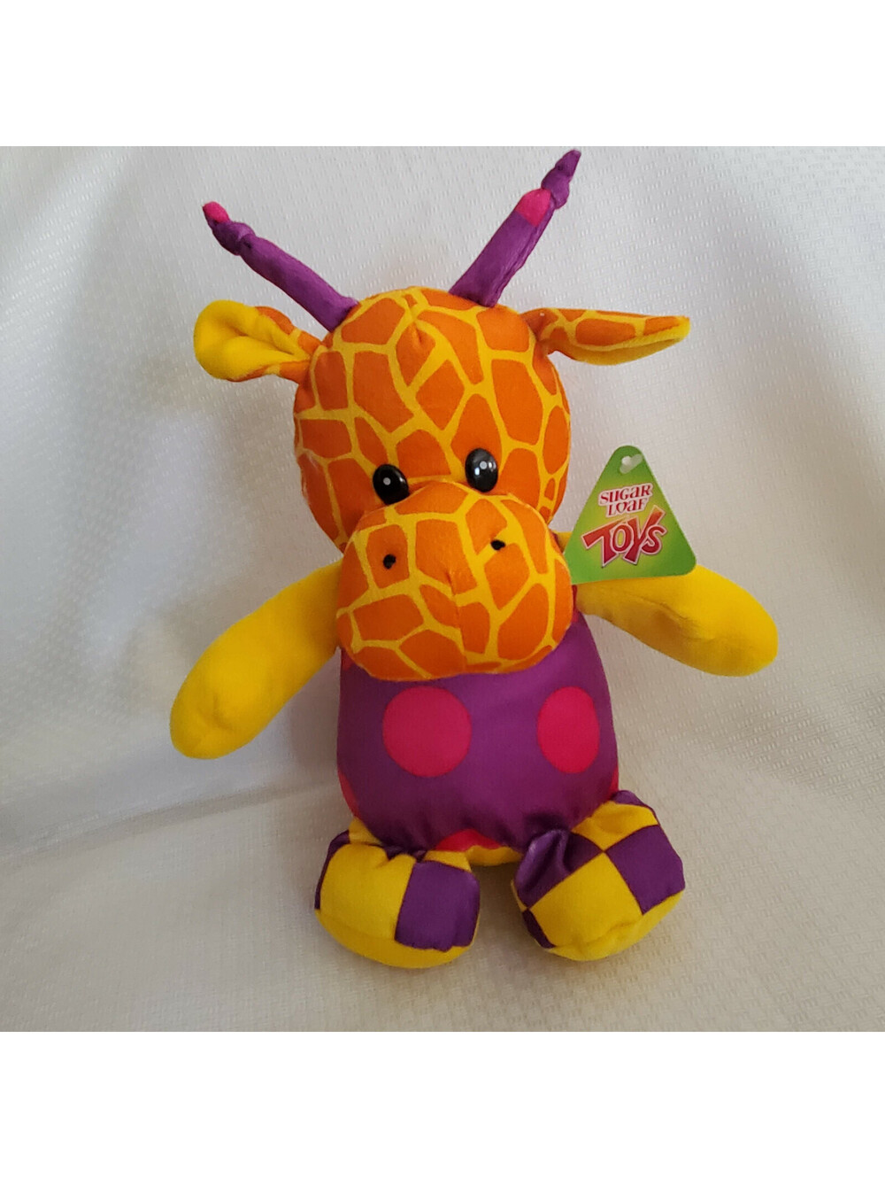 Sugar Loaf Toys Giraffe Stuffed Plush Purple Pink Yellow Orange Overalls